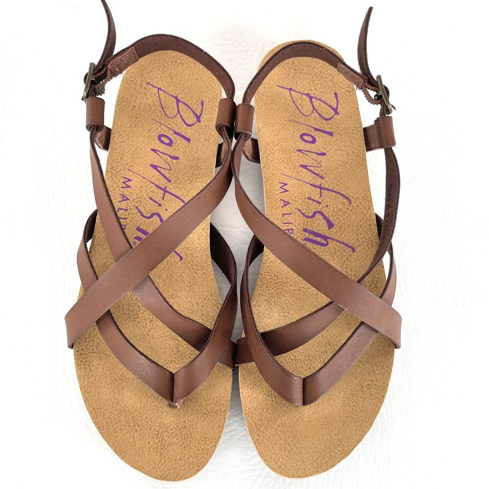 NEW Blowfish Malibu Granola Flat Toe Sandals Whiskey Brown Women's US 6.5 NWOT